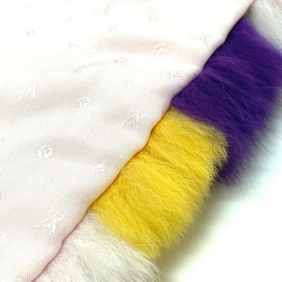LOUIS VUITTON M70272 LV logo Écharpes Tippet fur Scarf silk / Rex Rabbit pink - Picture 10 of 10